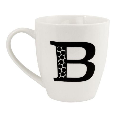 Black and White Initial Hugga Mug Assorted Letters 11cm Mugs FabFinds B  