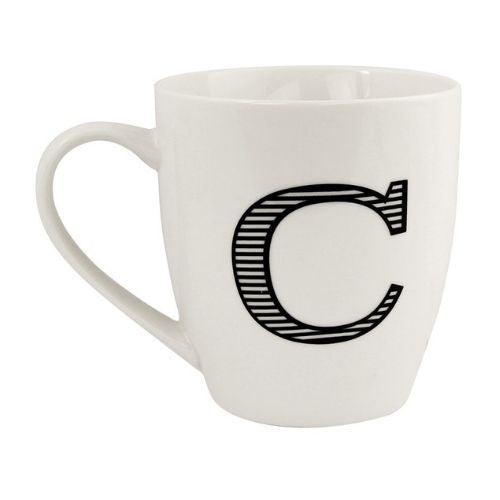 Black and White Initial Hugga Mug Assorted Letters 11cm Mugs FabFinds C  