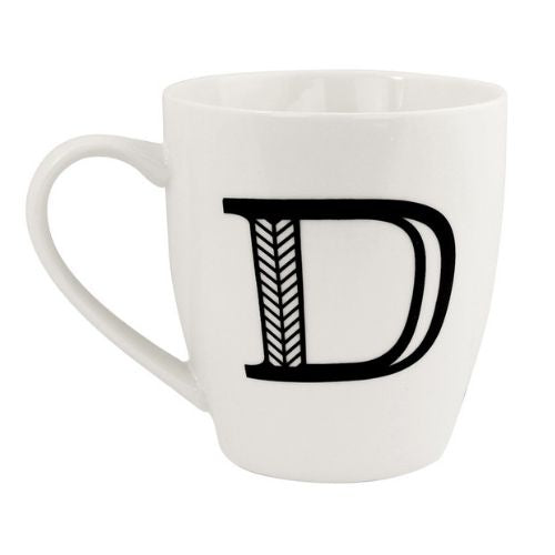 Black and White Initial Hugga Mug Assorted Letters 11cm Mugs FabFinds   