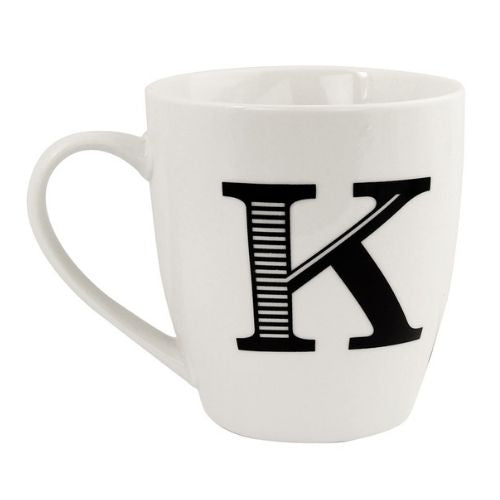 Black and White Initial Hugga Mug Assorted Letters 11cm Mugs FabFinds K  