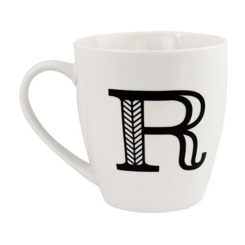 Black and White Initial Hugga Mug Assorted Letters 11cm Mugs FabFinds R  