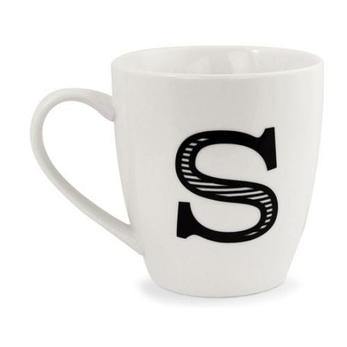 Black and White Initial Hugga Mug Assorted Letters 11cm Mugs FabFinds S  