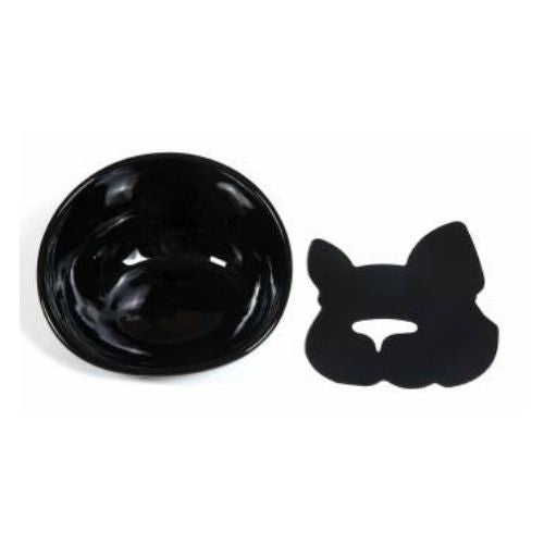 Hounds Japenese Ceramic Pet Bowl with Mat Assorted Colours Petcare Hounds Black  