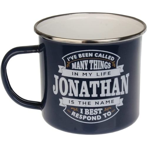 Enamel Personalised Coffee Mug Jonathan Mugs FabFinds   