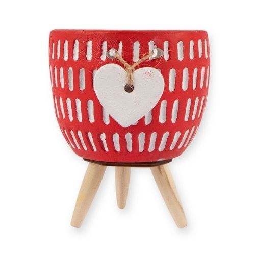 Josephine Decorative Heart Planter Assorted Colours Pots & Planters FabFinds Red  