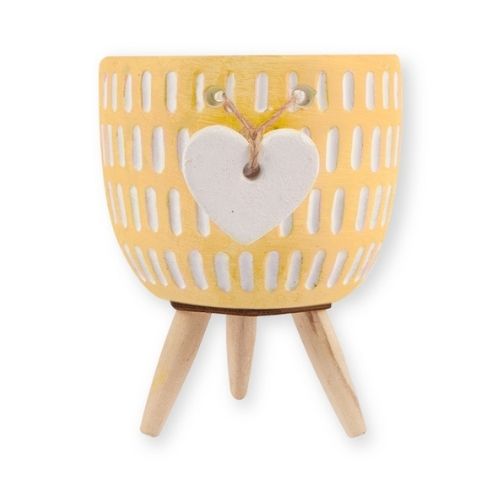 Josephine Decorative Heart Planter Assorted Colours Pots & Planters FabFinds Yellow  