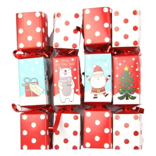 Mini Kids Christmas Crackers 9 Pack Christmas Tableware FabFinds Santa and Friends  