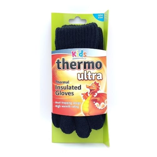 Kids Thermo Ultra Insulated Gloves Assorted Colours Hats, Gloves & Scarves FabFinds Black  