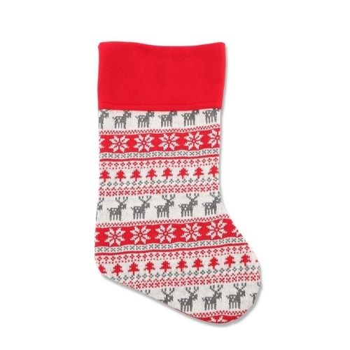 Festive Red Fair Isle Patterned Christmas Stockings Assorted Styles Christmas Stockings FabFinds Red Grey and white  