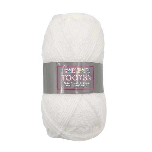 Yarnfair Tootsy Baby Double Knitting Yarn 50g - Assorted Colours Knitting Yarn & Wool Yarn Fair White  