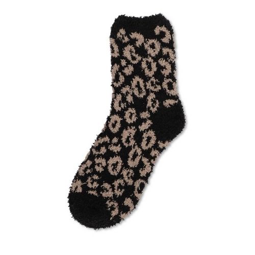 Love to Laze Ladies Leopard Print Snuggle Socks Assorted Colours Socks & Snuggle Socks FabFinds Black and Brown  