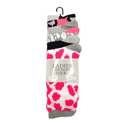 Ladies Assorted Design Socks 5 pack Socks FabFinds   