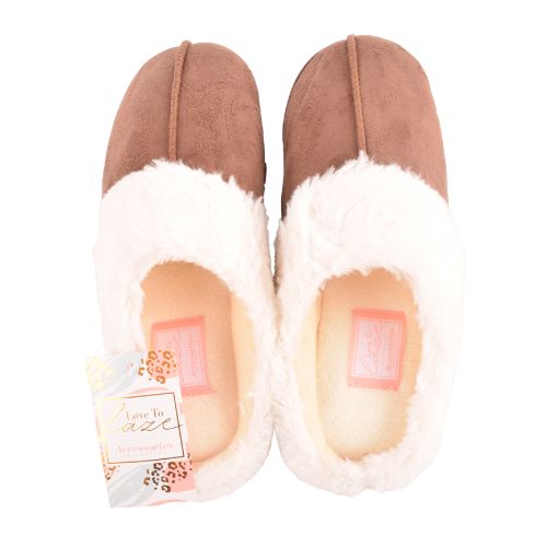 Ladies Faux Fur Mule Slippers Assorted Sizes/Colours Slippers FabFinds Brown 5-6  