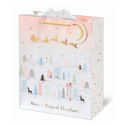 Large Pink Blush 'Have a Magical Christmas' Gift Bag Christmas Gift Bags & Boxes FabFinds   