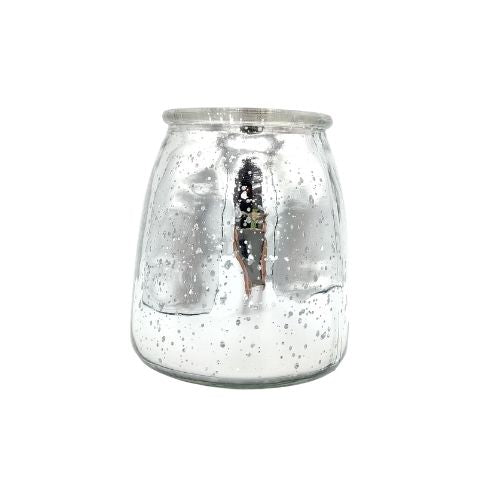 Large Silver Speckled Glass Tealight Holder 15cm Christmas Candles & Holders The Satchville Gift Company   