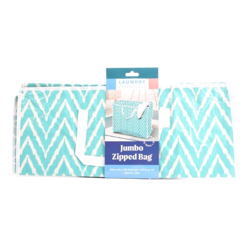 Laundry Essentials Abstract Print Jumbo Zipped Bag Assorted Styles Laundry - Accessories FabFinds Teal Zig Zag  