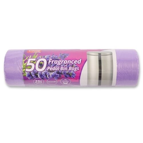 Lavender Fragranced Pedal Bin Bags 50 Pk 25L Bin Cleaners & Accessories Castle