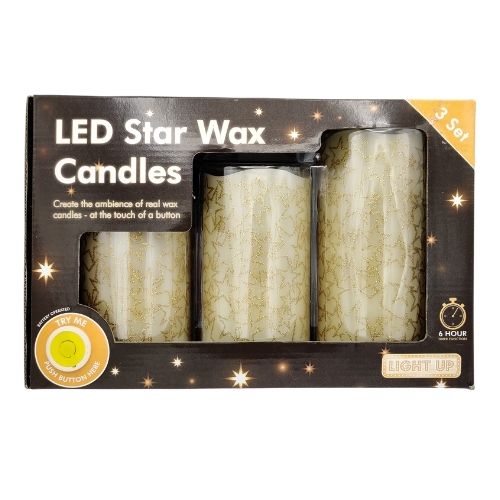 LED Christmas Star Wax Candles Christmas Candles & Holders FabFinds   