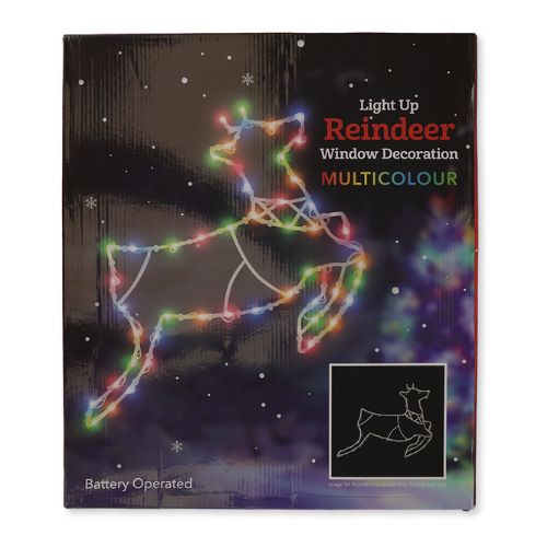 Light Up Reindeer Window Decoration Multicoloured Christmas Decorations FabFinds   