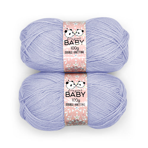 Bonjour Baby Pastel Double Knitting Yarn 2x100g Assorted Colours Knitting Yarn & Wool FabFinds Lilac  