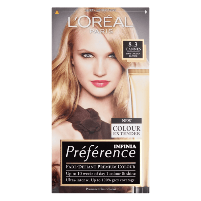 L'Oreal Preference Hair Colour 8.3 Cannes Champagne Golden Blonde 210ml Hair Dye L'Oreal   