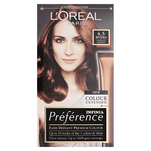 L'Oreal Preference Hair Colour 4.5 Riviera Mahogany Chestnut 210ml Hair Dye L'Oreal   