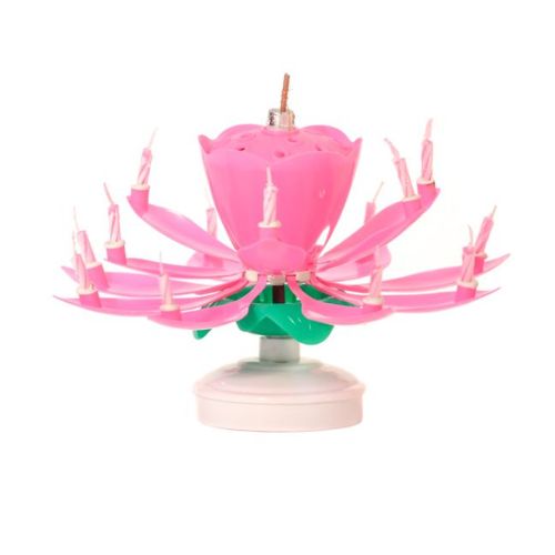 Lotus Flower Musical Birthday Candle Assorted Colours Birthday Candles jaunty partyware Pink  
