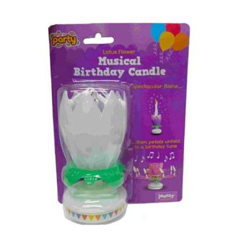 Lotus Flower Musical Birthday Candle Assorted Colours Birthday Candles jaunty partyware White  