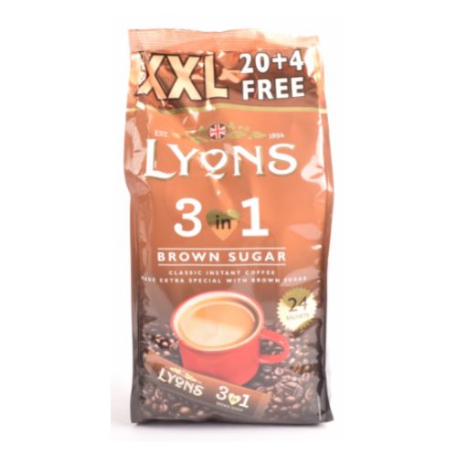 Lyons 3 In 1 Brown Sugar Instant Coffee 24 Sachets Coffee Lyons   