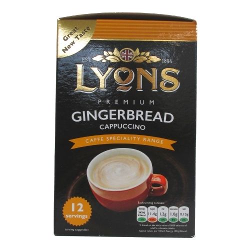 Lyons Premium Instant Gingerbread Cappuccino x 12 Sachets 15g Coffee Lyons   