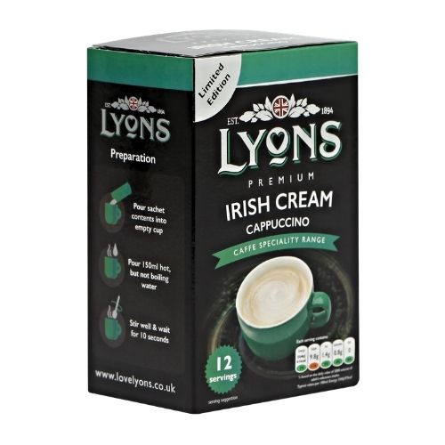 Lyons Premium Irish Cream Cappuccino x 12 Sachets 15g Coffee Lyons   