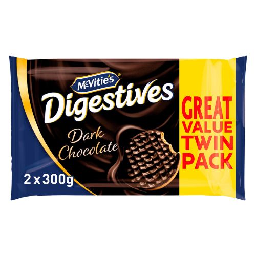 McVities Dark Chocolate Digestives 2 Pack 300g Biscuits & Cereal Bars McVities   
