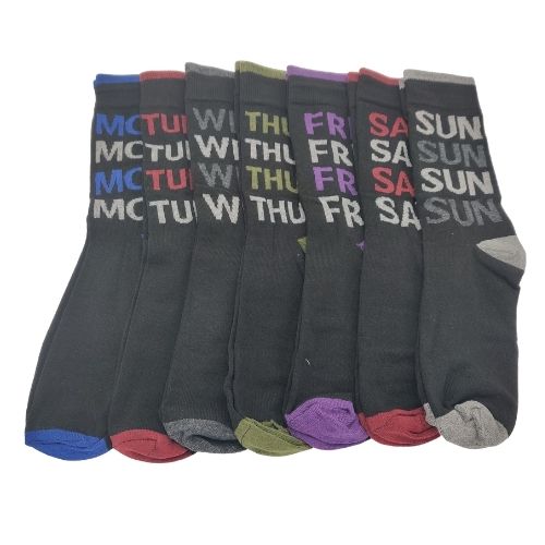 Men's 7 Days of The Week Socks Assorted Colours Socks FabFinds Natural  
