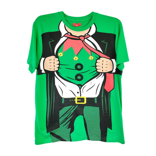 Men's Green Christmas Elf T-Shirt T-Shirts FabFinds   