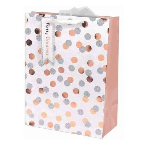 Extra Large Christmas Glitter & Copper Spots Gift Bag Christmas Gift Bags & Boxes FabFinds   