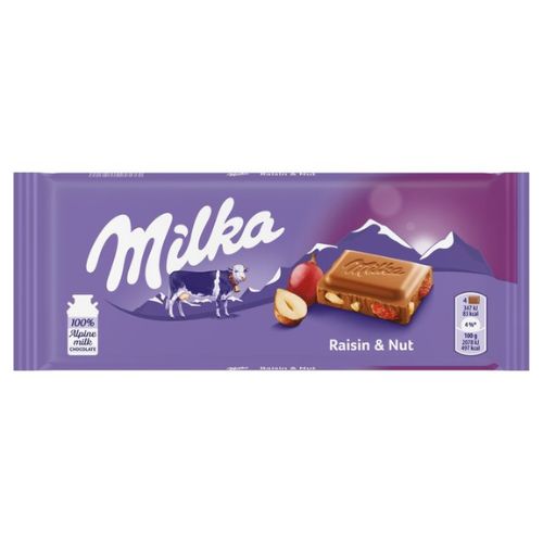 Milka Raisin & Nut Chocolate Bar 100g Chocolate Milka   