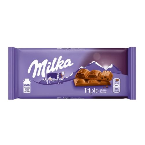 Milka Triple Choco Cocoa Chocolate Bar 90g Chocolate Milka   
