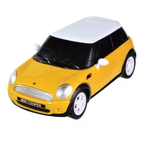 Shop Online Kids Yellow Mini Cooper Car 3D Puzzle FabFinds