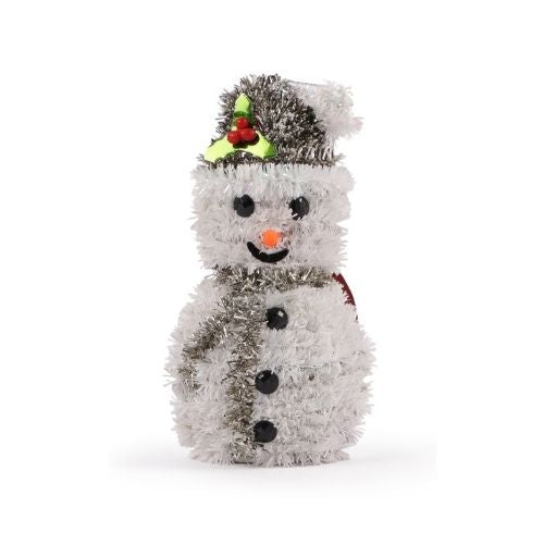 Christmas Mini Tinsel Snowman Decoration Christmas Decoration FabFinds Silver  