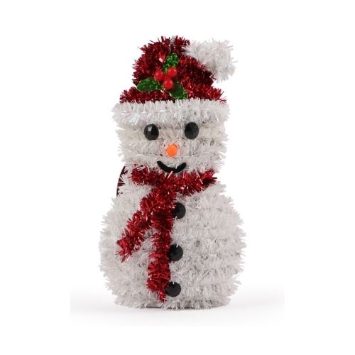 Christmas Mini Tinsel Snowman Decoration Christmas Decoration FabFinds Red  
