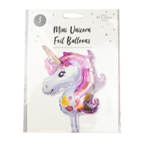 Unicorn Mini Foil Balloons Pack Of 3 Kids Accessories FabFinds   