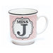 Miss J Pink and White Spot Alphabet Mug Mugs FabFinds   