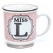 Miss L Pink and White Spot Alphabet Mug Mugs FabFinds   