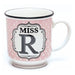 Miss R Pink and White Spot Alphabet Mug Mugs FabFinds   