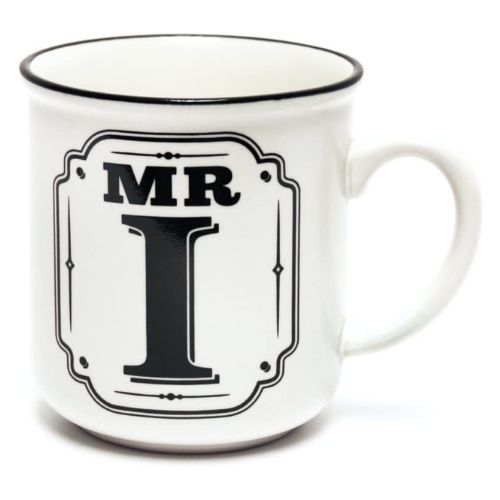 Mr I White and Black Alphabet Mug Mugs FabFinds   