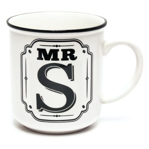 Mr S White and Black Alphabet Mug Mugs FabFinds   