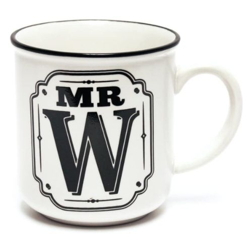 Mr W White and Black Alphabet Mug Mugs FabFinds   