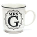 Mrs G White and Black Alphabet Mug Mugs FabFinds   