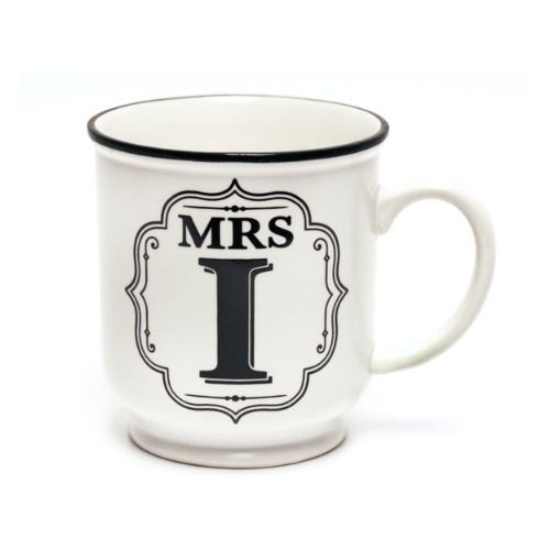 Mrs I White and Black Alphabet Mug Mugs FabFinds   