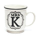 Mrs K White and Black Alphabet Mug Mugs FabFinds   